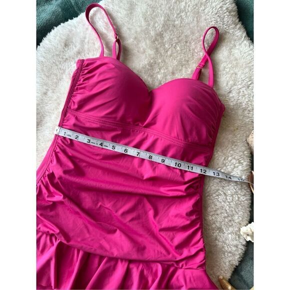 Tommy Bahama Fuchsia One Piece Ruffle Swimsuit size 8 - Picture 4 of 10